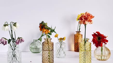 flowers in vintage vases