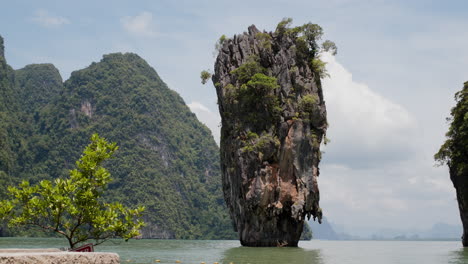 a large rock in the landscape