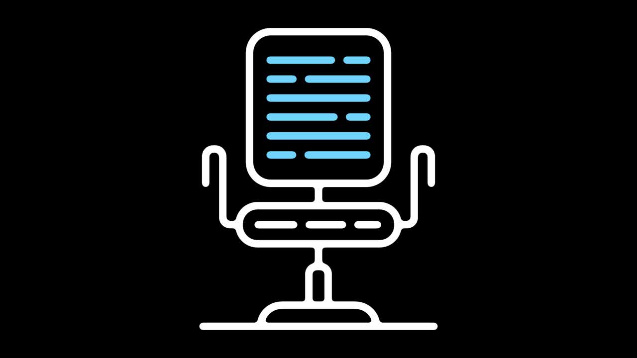 animación del icono de la línea de muebles de oficina con alfa