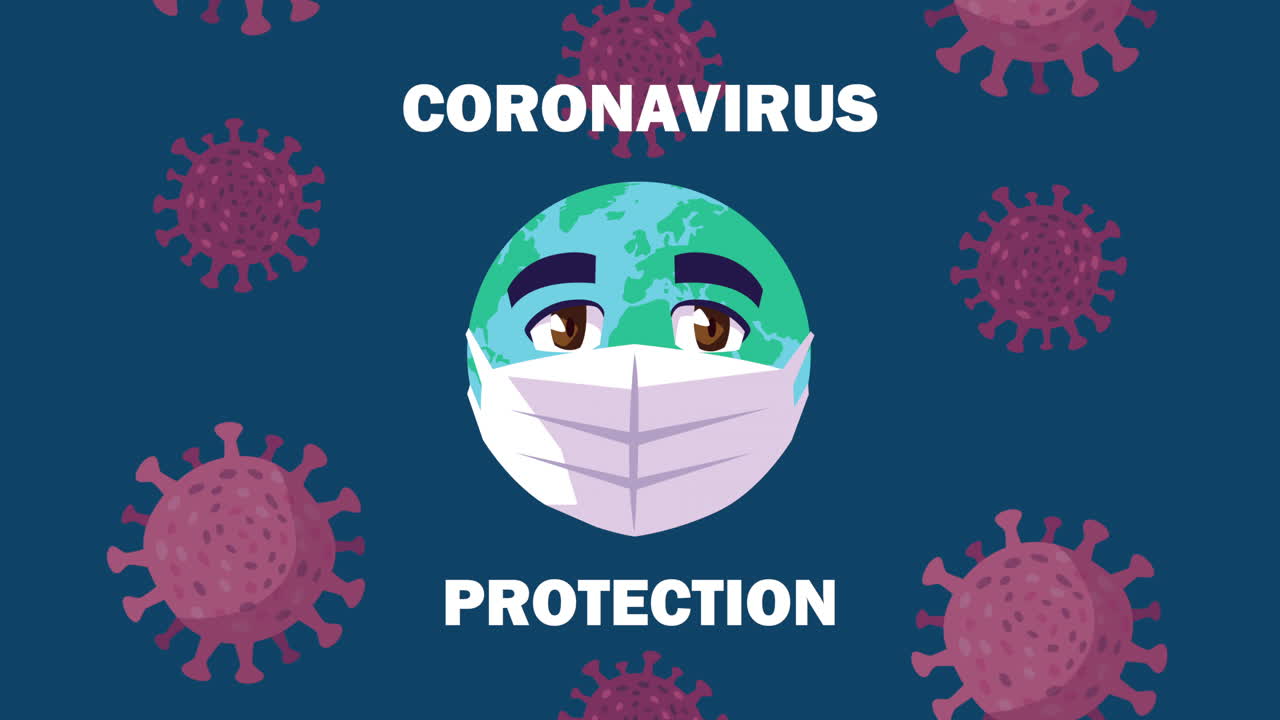 얼굴 마스크를 사용하는 지구 행성 만화 캐릭터