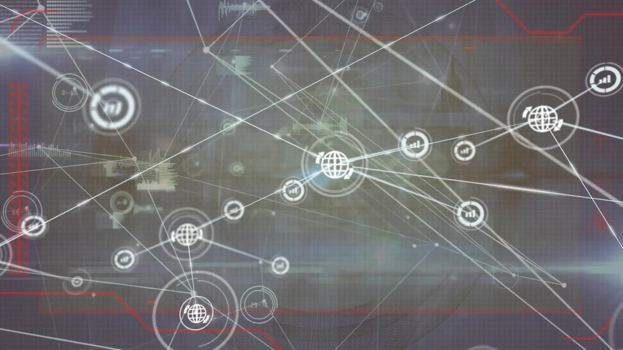 Animation of cityscape over network of connections