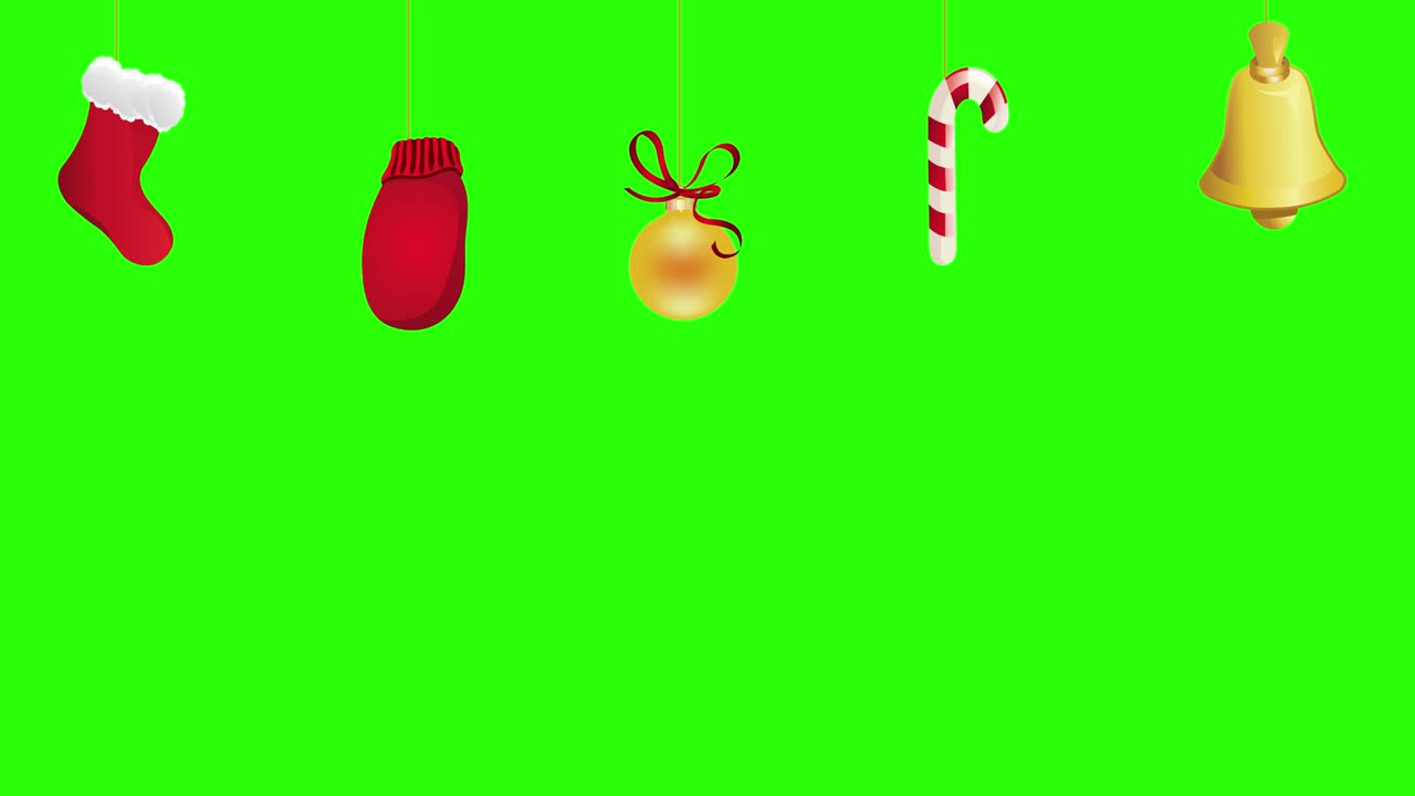 elementos decorativos de navidad grupo de animación en pantalla verde tecla de croma