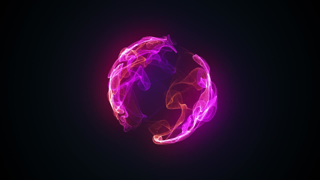 Abstract magic sphere, computer generated background. Multicolored gaseous shape from glow neon particles. 3d rendering of futuristic element