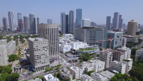 sourasky medical center shot by drone, tel aviv israel - push in shot