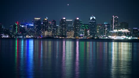 Lapso-De-Tiempo-Del-Horizonte-De-San-Diego-En-La-Noche