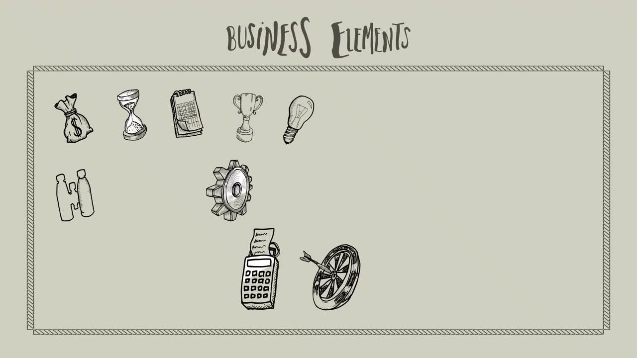 Business elements doodle appearing