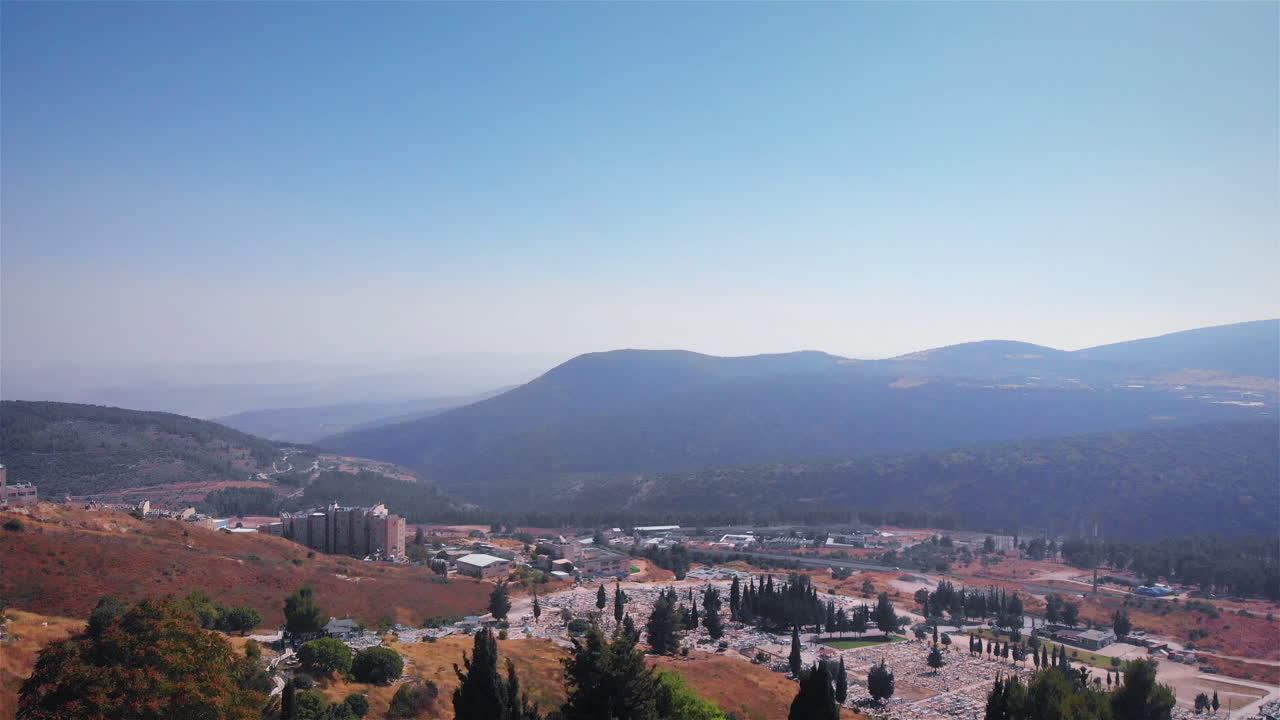 Zefat Landscape Aerial view Mountains and cemetary