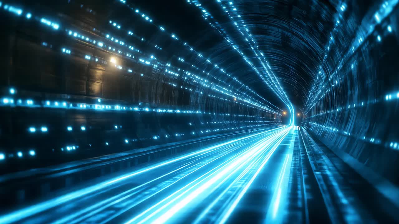 Glowing Blue Futuristic Tunnel