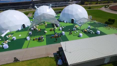 Aerial View of an Android-Themed Outdoor Event at a Race Track