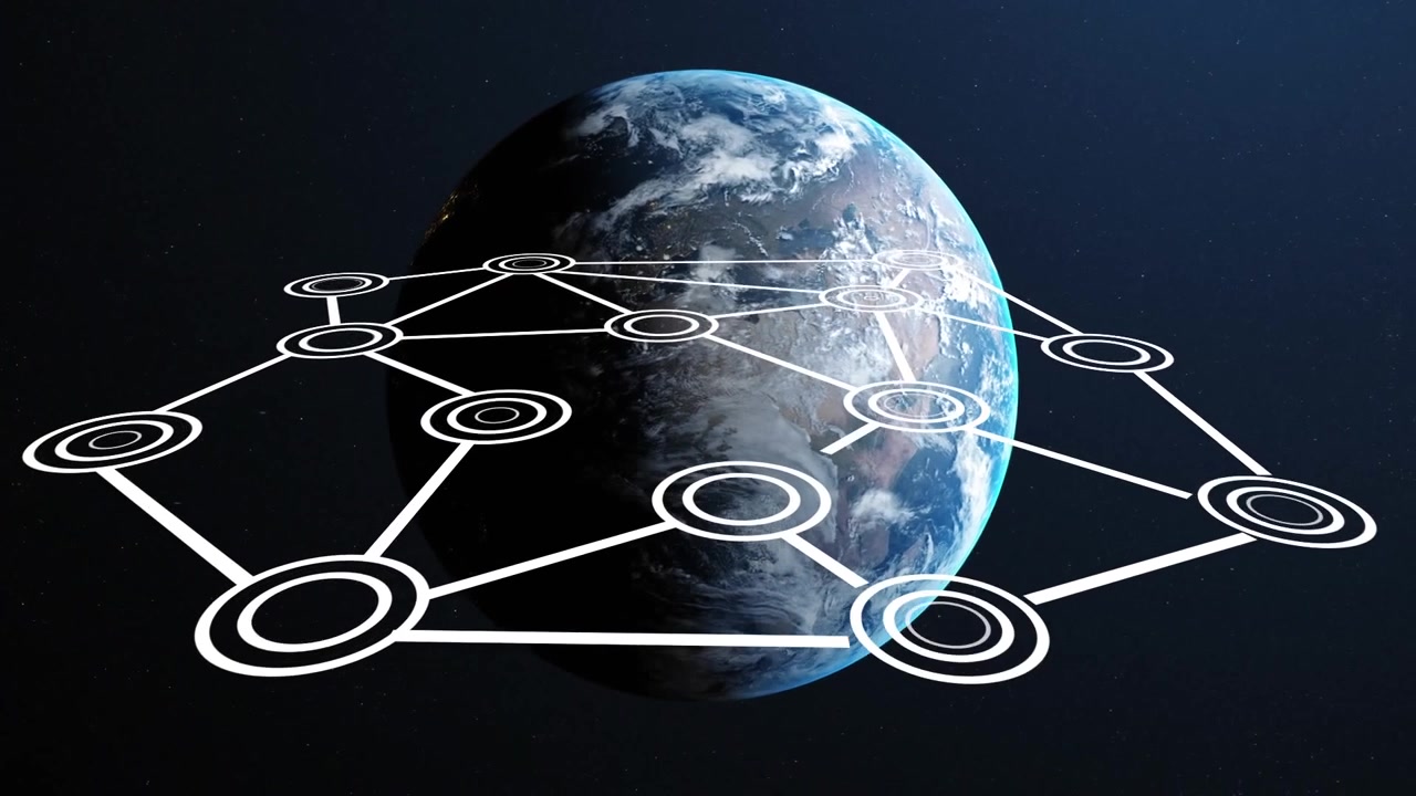 Animation of shapes moving over globe