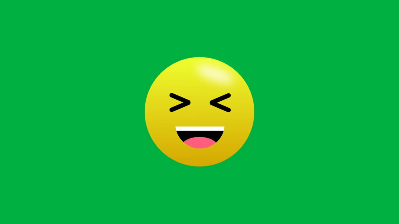 la animación de emoji de risa aislada en la pantalla verde. bucle sin costuras clip de ilustración de emoji que se ríe.