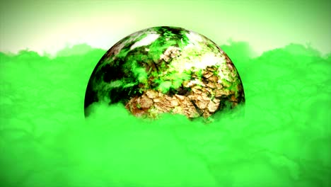 earth in green pollution clouds animation, rendering, background, loop