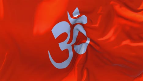 337 hindu symbol om flag waving in wind slow motion animation 4k realistic fabric texture flag