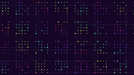 a grid of colored dots on a black background forms an intricate visual pattern suitable for diverse design projects, showcasing a variety of hues in an aesthetically pleasing arrangement