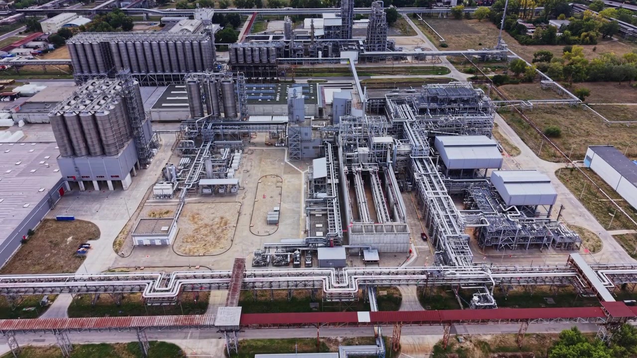 Gas and diesel fuel production facility in industrial area