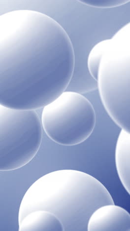 Blue sphere ball or bubbles flying. abstract geometric background with noise. Looped animation. Vertical video.