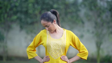 indian girl doing stretching exercise