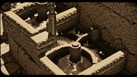 ancient terraced structure and washing stations