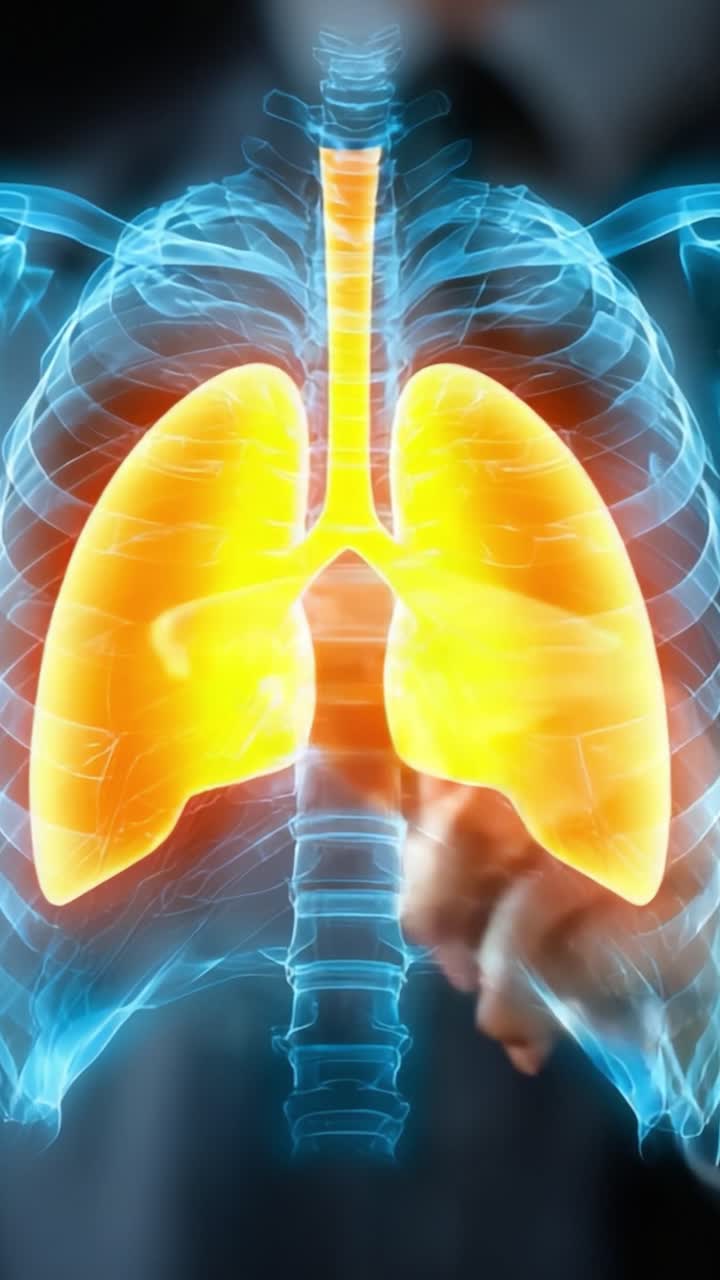 Visualizzazione approfondita dei polmoni umani in uno straordinario stile radiografico, che evidenzia strutture intricate e vie aeree vitali per analisi educative e mediche.