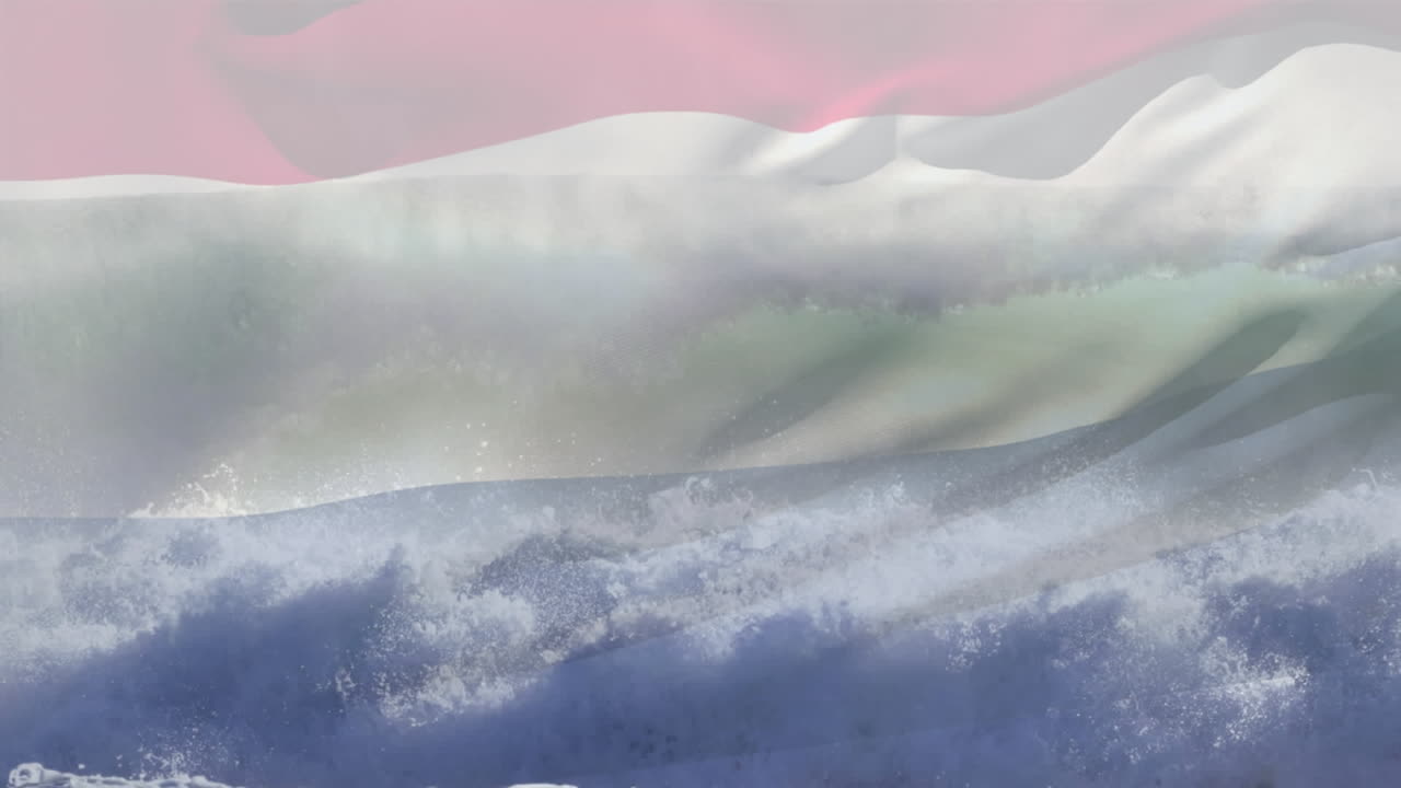 바다의 파도에 맞서 네덜란드  ⁇ 발을 흔드는 디지털 구성