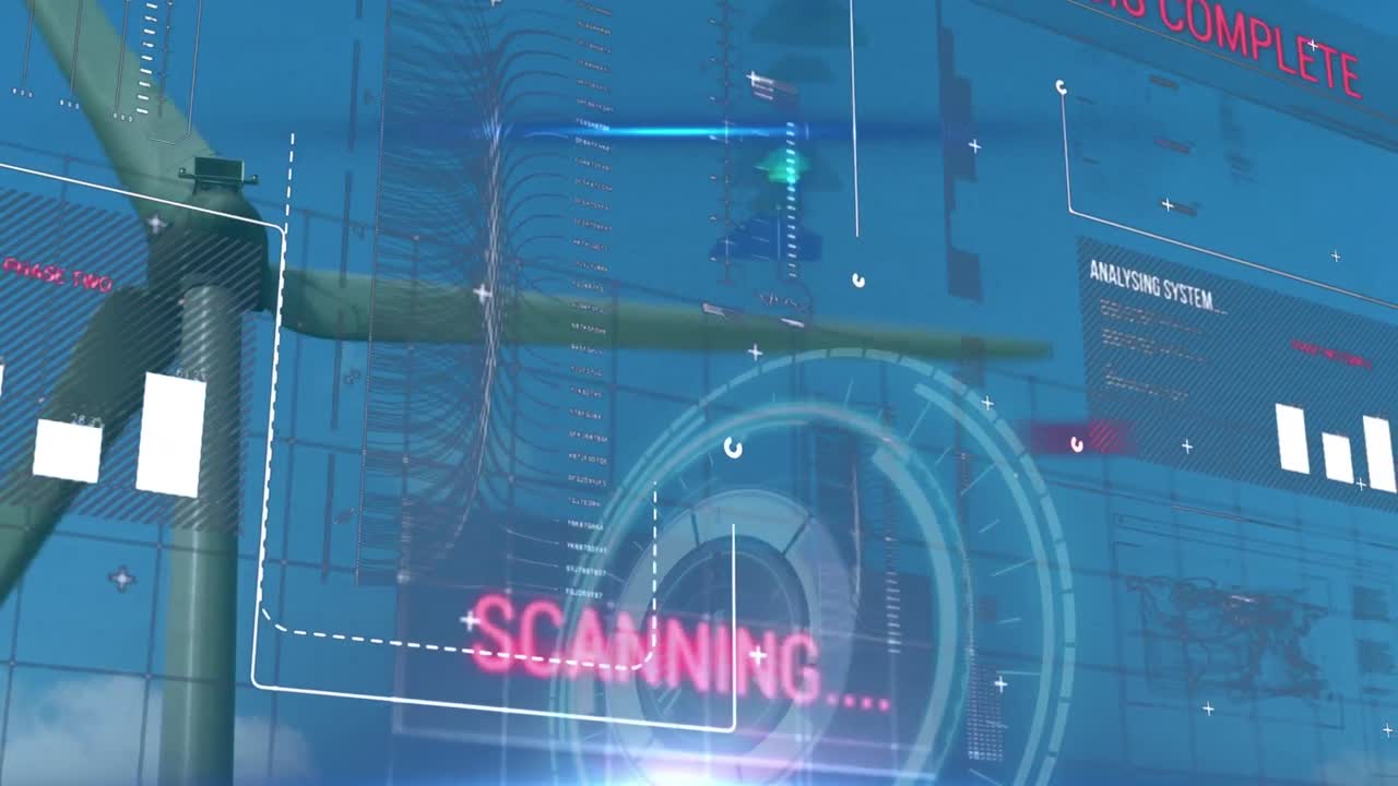 풍력 터빈을 통해 통계 및 데이터 처리의 애니메이션