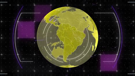 animación del globo con escaneo de alcance y marcadores
