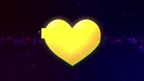 animation of colourful light spots and yellow heart on black background