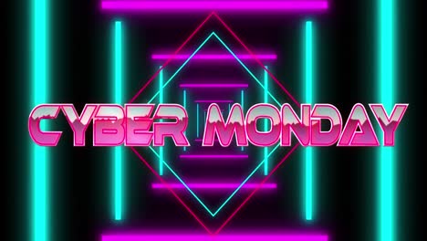 Animation-Von-Good-Vibes,-Nur-Text-über-Neontunnel-Auf-Schwarzem-Hintergrund