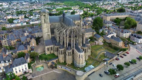 impressive gothic cathedral of saint julian or julien at le mans in france