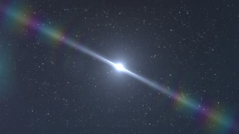 animación de luces brillantes sobre el cielo nocturno con estrellas