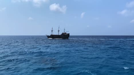 bottomless and immense view at cypriot sea with vintage ferry