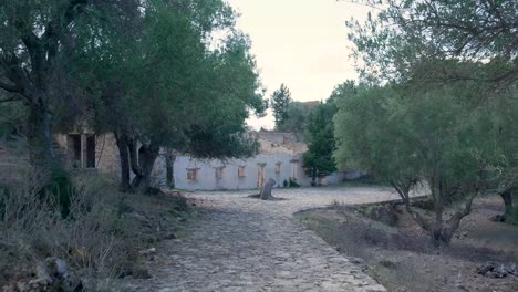 granja en ruinas en el campo