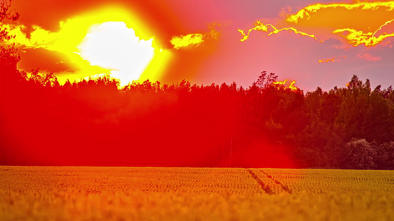 la luz del sol brillante atraviesa las nubes iluminando el maíz amarillo