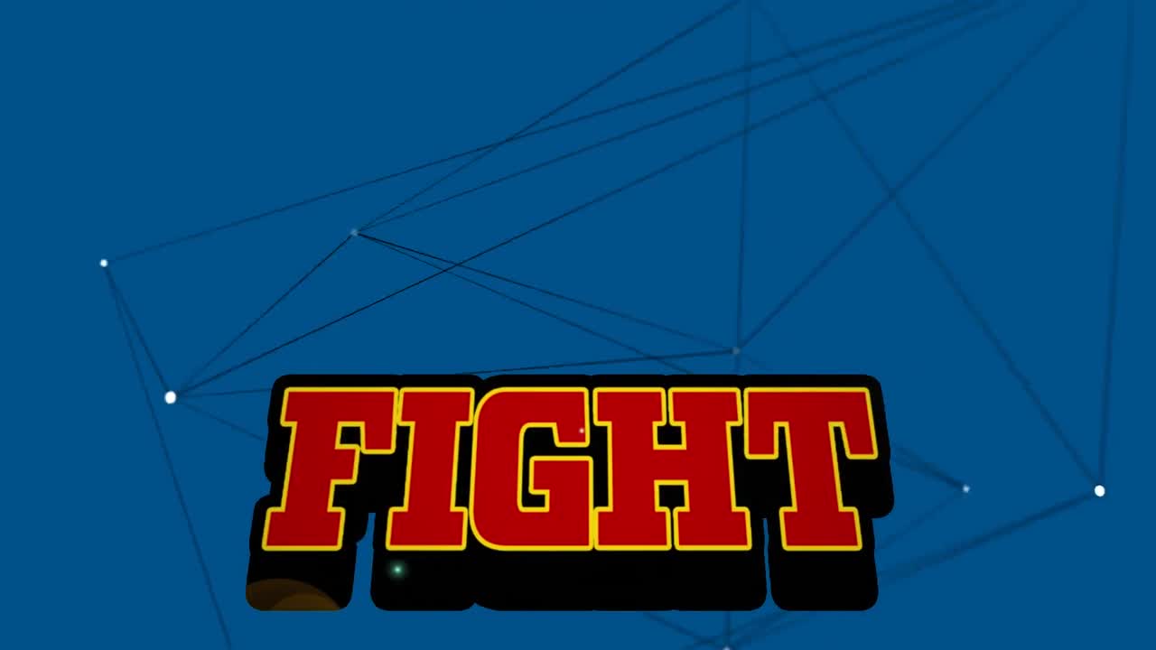 파란색 공간에서 싸움의 애니메이션