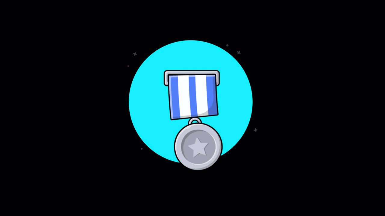 Animated Cartoon Award Medal with Star Icon