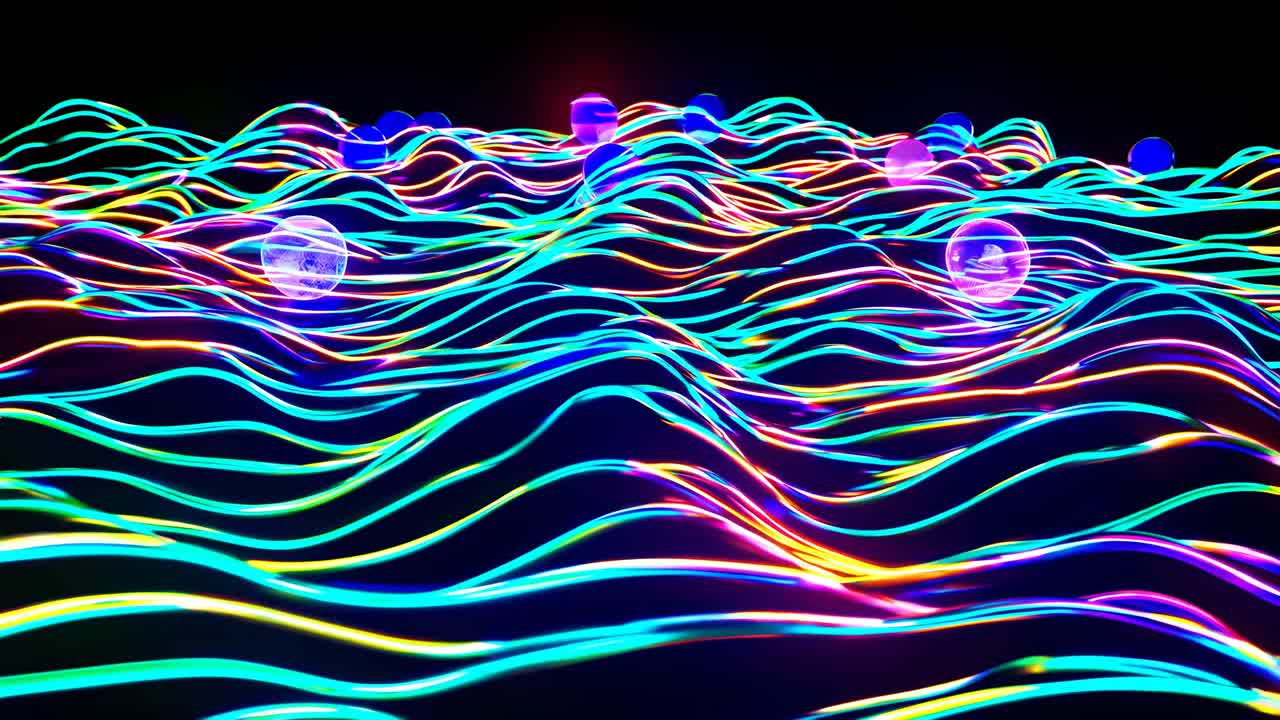 fondo de ondas de neón abstracto