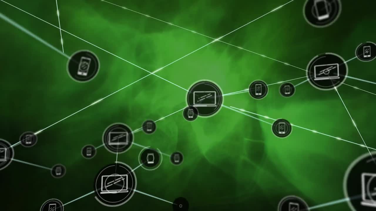 Connectors moving on green background