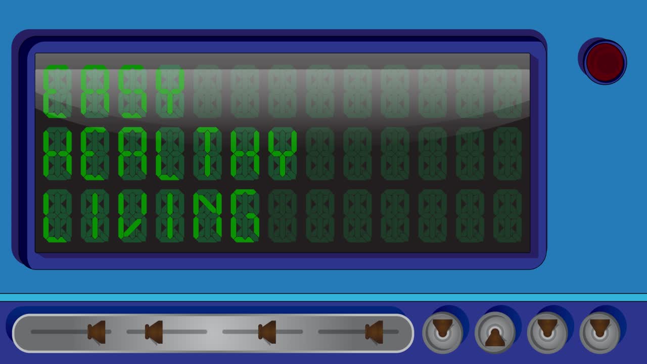 Easy Healthy Living text on a Digital Led Panel.