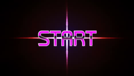 animation of start text over light trails on black background