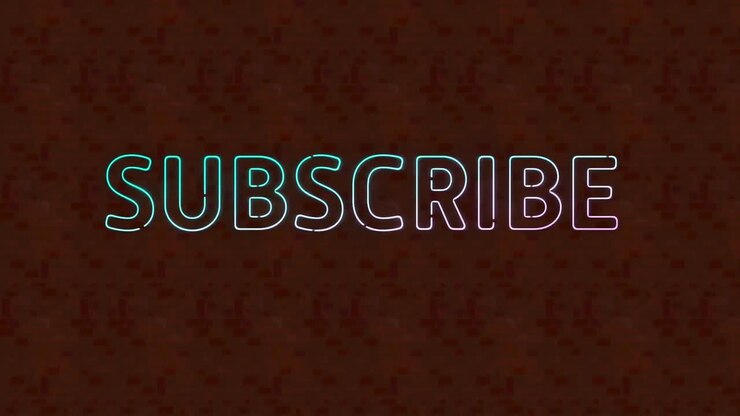 Digital animation of subscribe text banner against red textured background