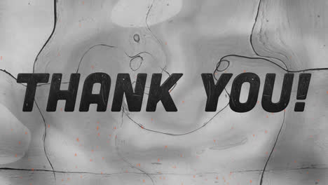 animación del texto de agradecimiento en negro sobre fondo líquido gris