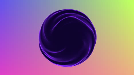 una esfera azul con un fondo de arco iris