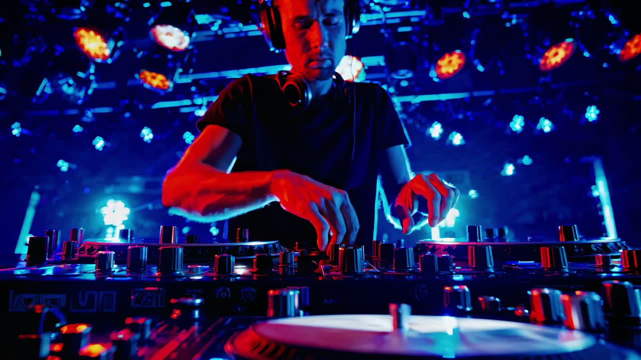 DJ tocando música en un club nocturno