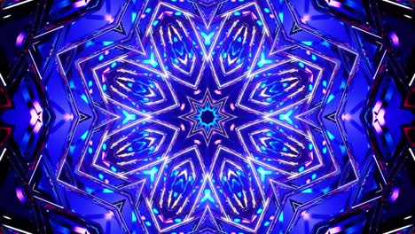 diseño abstracto azul y púrpura con estrella en el centro. caleidoscopio vj bucle