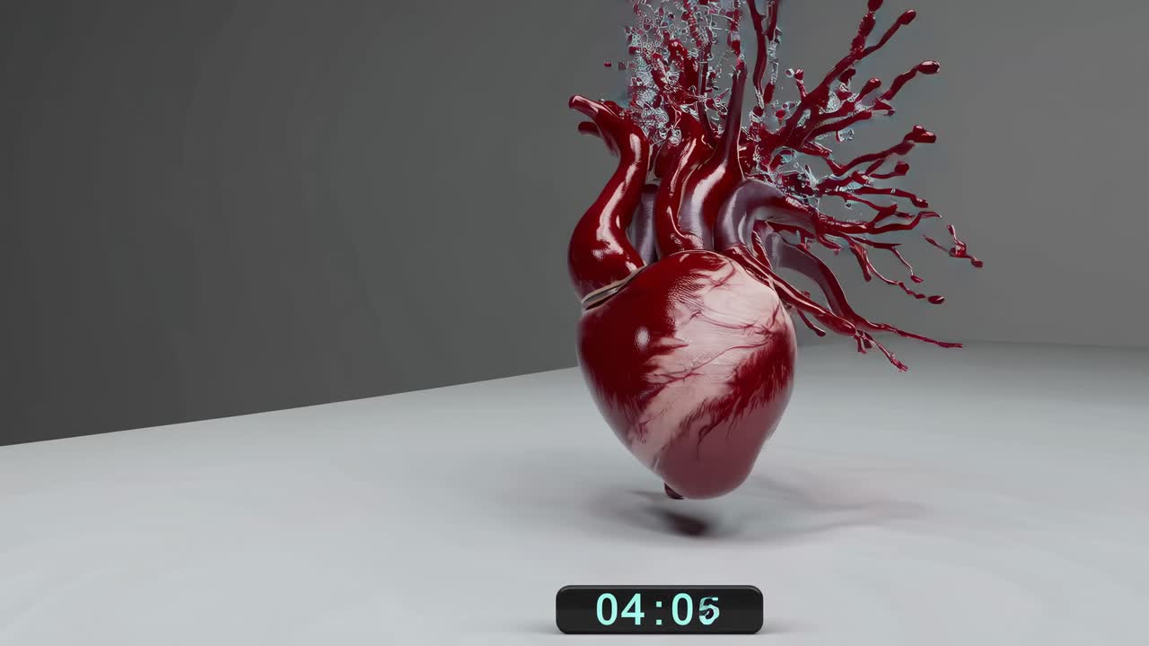 Digital Renderings of a Heart with Liquid Effect