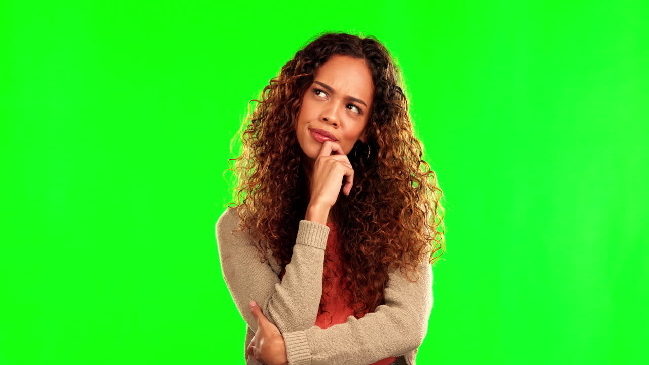 Woman Thinking, Green Screen Free Stock Video Footage Download Clips