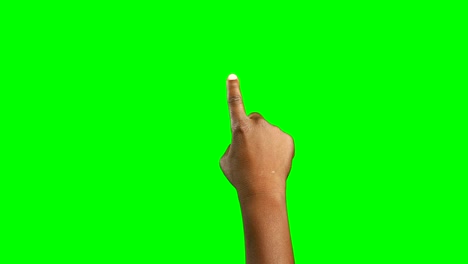 persona haciendo un gesto de la mano contra el fondo de la pantalla verde