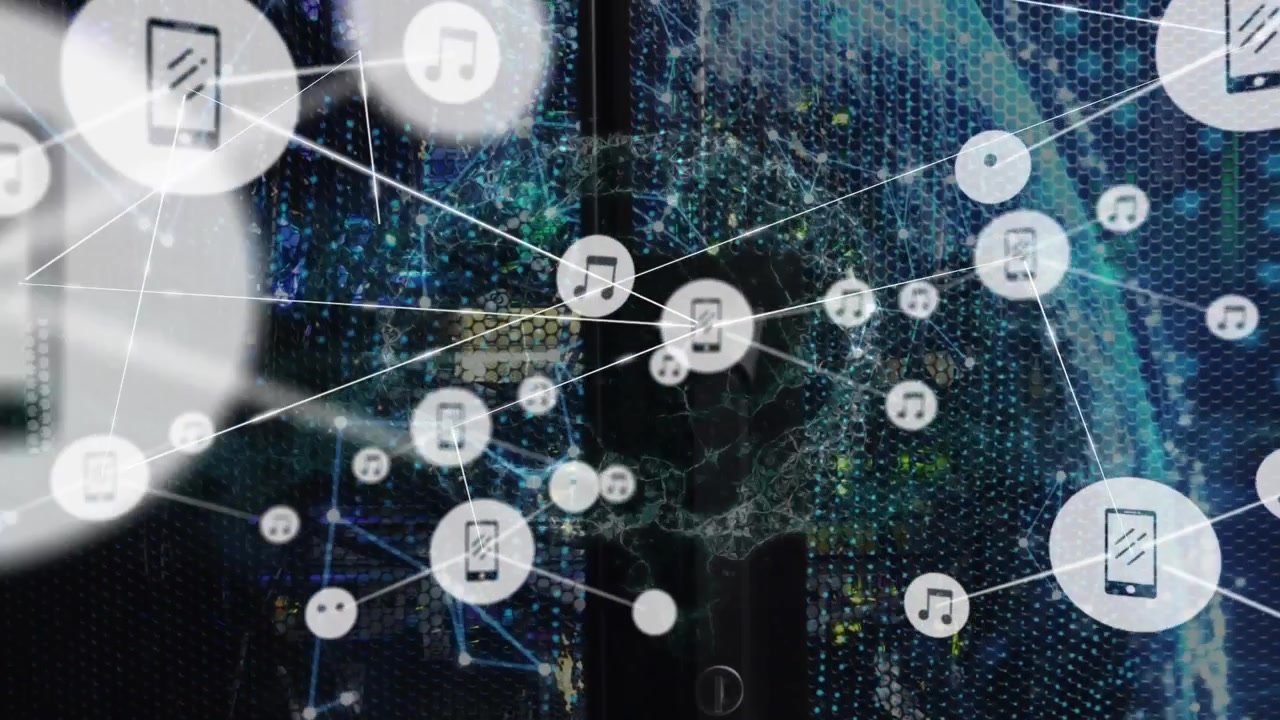 Animation of network of connections over human brain and globe