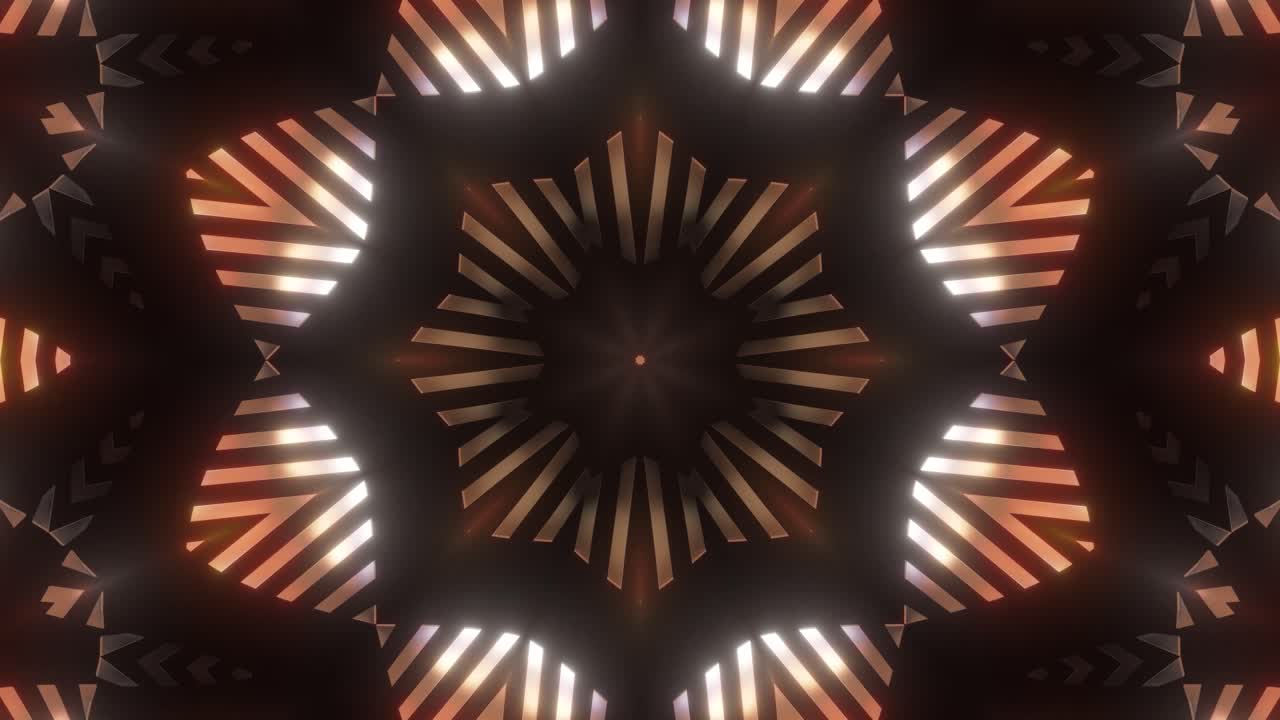 Abstract Geometric Kaleidoscope Pattern with Light and Metallic Effects