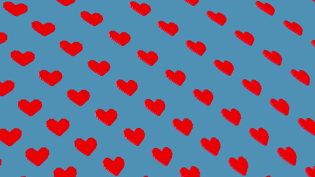Minimal motion 3d art. Pixel 3D heart abstract animation vertical pattern. Love, valentines day, greetings concept. 4k video